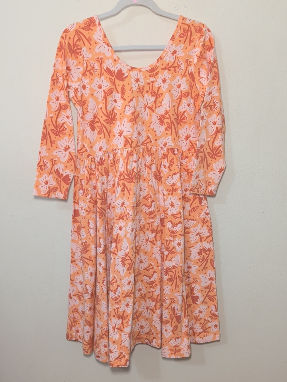 Alice + Ames Ballet Dress in Aurora Orange + White Floral Stretchy Girls Size 10